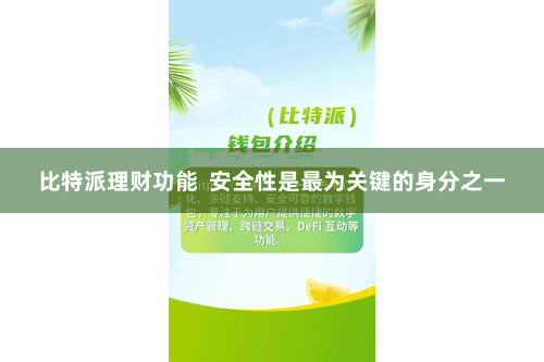 比特派理财功能  安全性是最为关键的身分之一